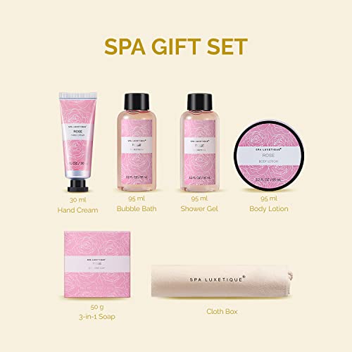 Spa Luxetique Spa Gift Set for Women, Vanilla Spa Set, Bath Kit for Women Gift Set Includes Body Lotion, Shower Gel, Bubble Bath, Hand Cream, Lotion Gift Set for Women, Birthday Gifts For Women