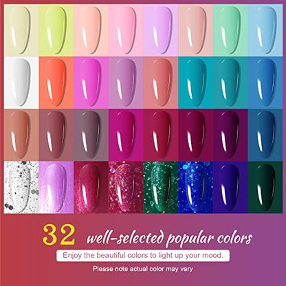 JODSONE Gel Nail Polish Kit with U V Light 32 Colors Gel Polish Nail Kit Soak Off Gel Nail Set Manicure Tools Nail Gel Kit Gifts for Women