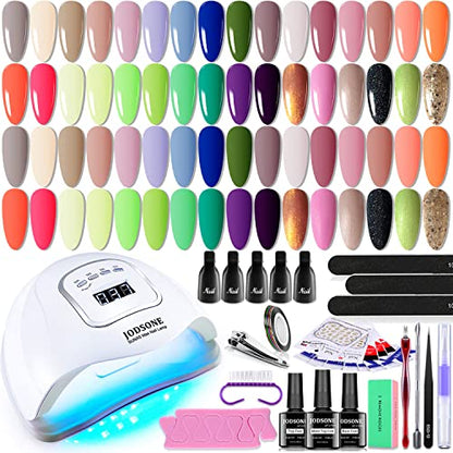 JODSONE Gel Nail Polish Kit with U V Light 32 Colors Gel Polish Nail Kit Soak Off Gel Nail Set Manicure Tools Nail Gel Kit Gifts for Women