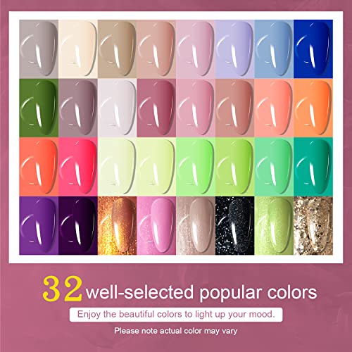JODSONE Gel Nail Polish Kit with U V Light 32 Colors Gel Polish Nail Kit Soak Off Gel Nail Set Manicure Tools Nail Gel Kit Gifts for Women