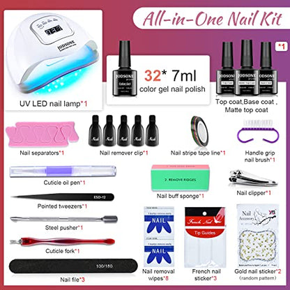 JODSONE Gel Nail Polish Kit with U V Light 32 Colors Gel Polish Nail Kit Soak Off Gel Nail Set Manicure Tools Nail Gel Kit Gifts for Women
