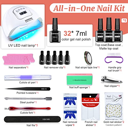 JODSONE Gel Nail Polish Kit with U V Light 32 Colors Gel Polish Nail Kit Soak Off Gel Nail Set Manicure Tools Nail Gel Kit Gifts for Women