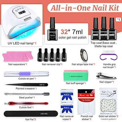 JODSONE Gel Nail Polish Kit with U V Light 32 Colors Gel Polish Nail Kit Soak Off Gel Nail Set Manicure Tools Nail Gel Kit Gifts for Women