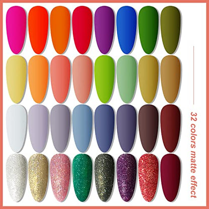 JODSONE Gel Nail Polish Kit with U V Light 32 Colors Gel Polish Nail Kit Soak Off Gel Nail Set Manicure Tools Nail Gel Kit Gifts for Women