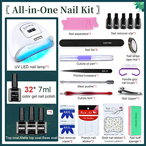 JODSONE Gel Nail Polish Kit with U V Light 32 Colors Gel Polish Nail Kit Soak Off Gel Nail Set Manicure Tools Nail Gel Kit Gifts for Women