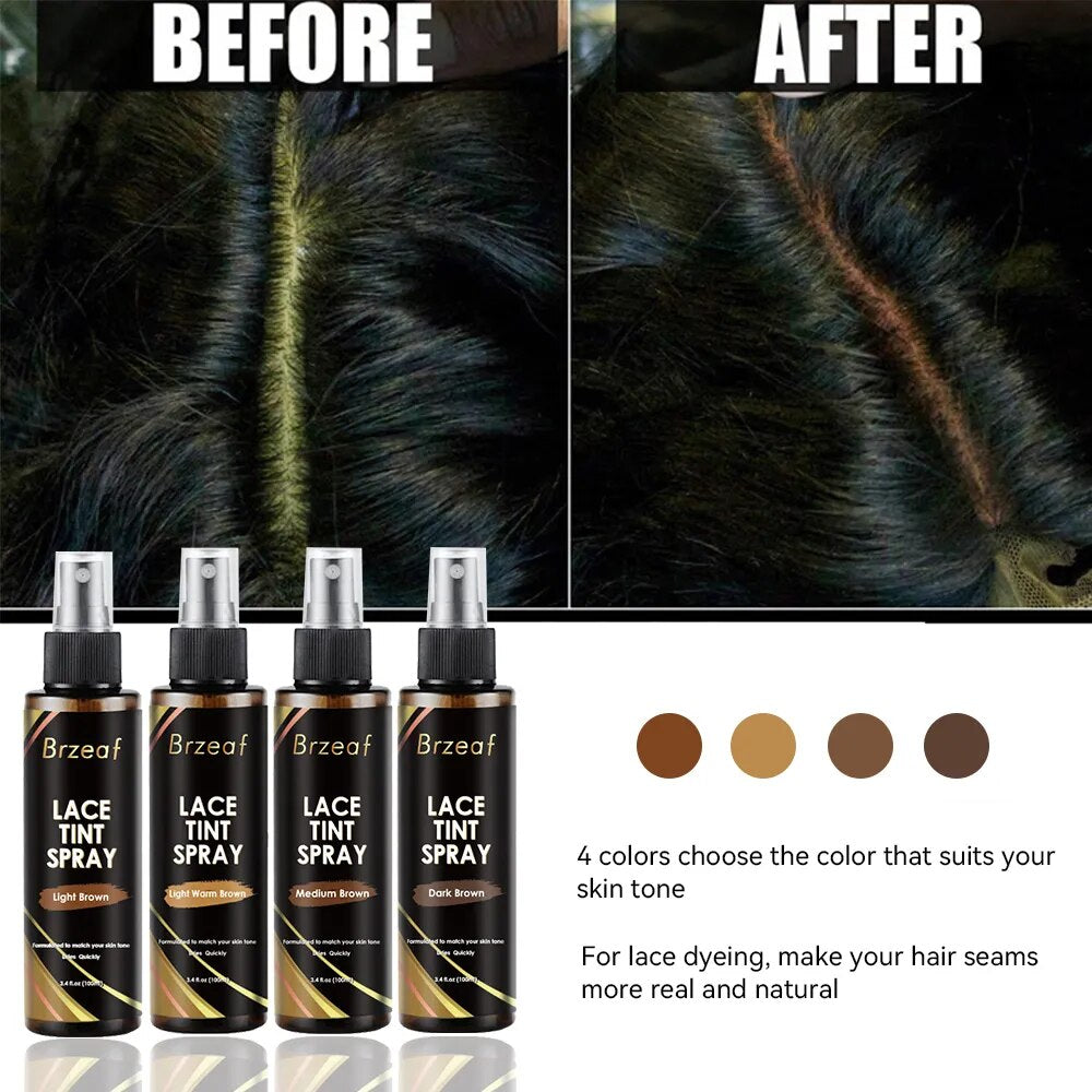 Lace Tint Spray Light/Medium/Dark Brown Lace Tint Mousse Ultra Hold Lace Wig Glue And Remover Elastic Melt Hair Band