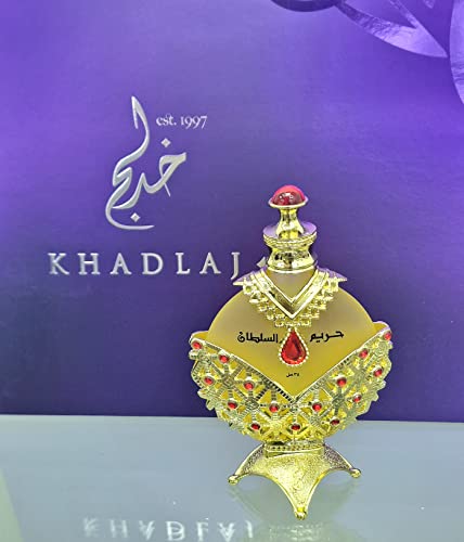 KHADLAJ PERFUMES Hareem Al Sultan Concentrated Perfume Oil Gold for Women, 1.18 Ounce