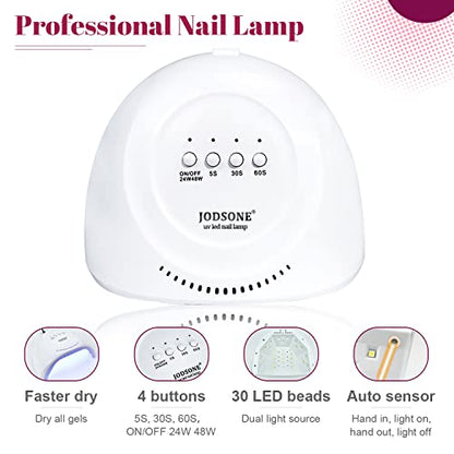 JODSONE Gel Nail Polish Kit with U V Light 32 Colors Gel Polish Nail Kit Soak Off Gel Nail Set Manicure Tools Nail Gel Kit Gifts for Women