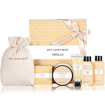 Spa Luxetique Spa Gift Set for Women, Vanilla Spa Set, Bath Kit for Women Gift Set Includes Body Lotion, Shower Gel, Bubble Bath, Hand Cream, Lotion Gift Set for Women, Birthday Gifts For Women