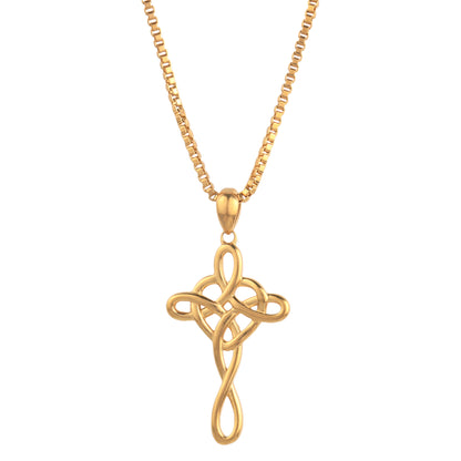 BlingStop 14K Gold Plated Infinity Cross Pendant Necklace